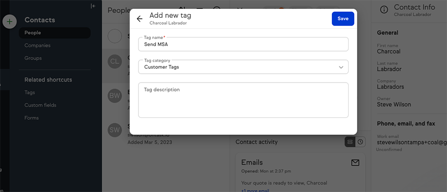 how to add a tag in keap crm