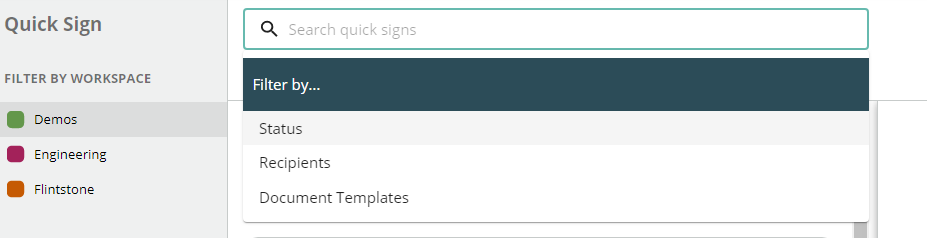 new search functionality in quick sign