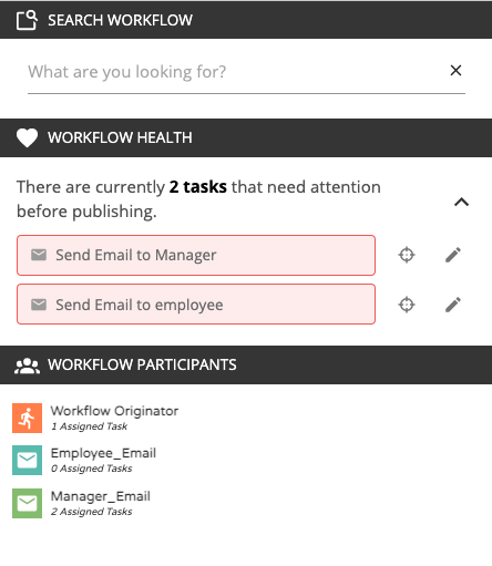 view of Workflow Health Monitor 